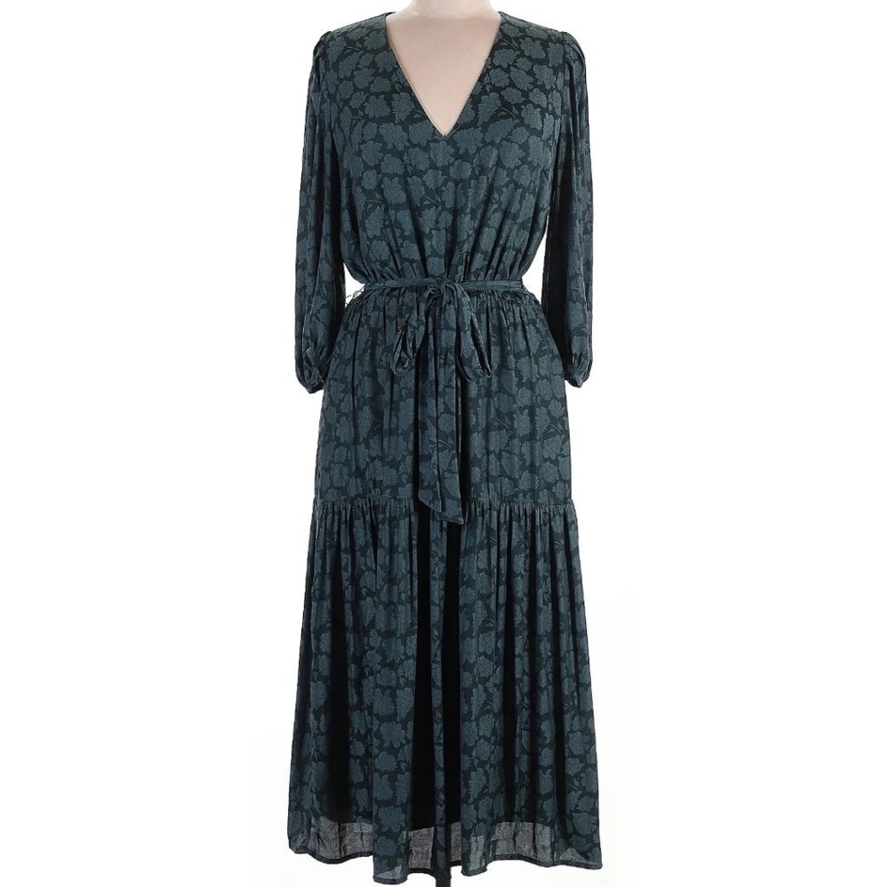 Banana Republic Peacock Green Floral Midi Dress - Picture 2 of 9